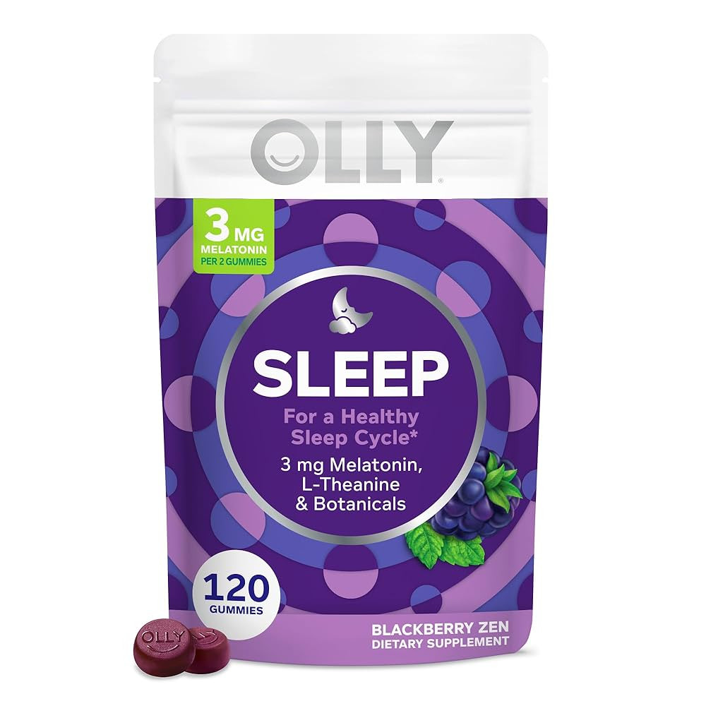 Olly Sleep Gummy, 3 mg Melatonin, L-Theanine, Chamomile, and Lemon Balm Extracts, BlackBerry Flav... | Amazon (US)