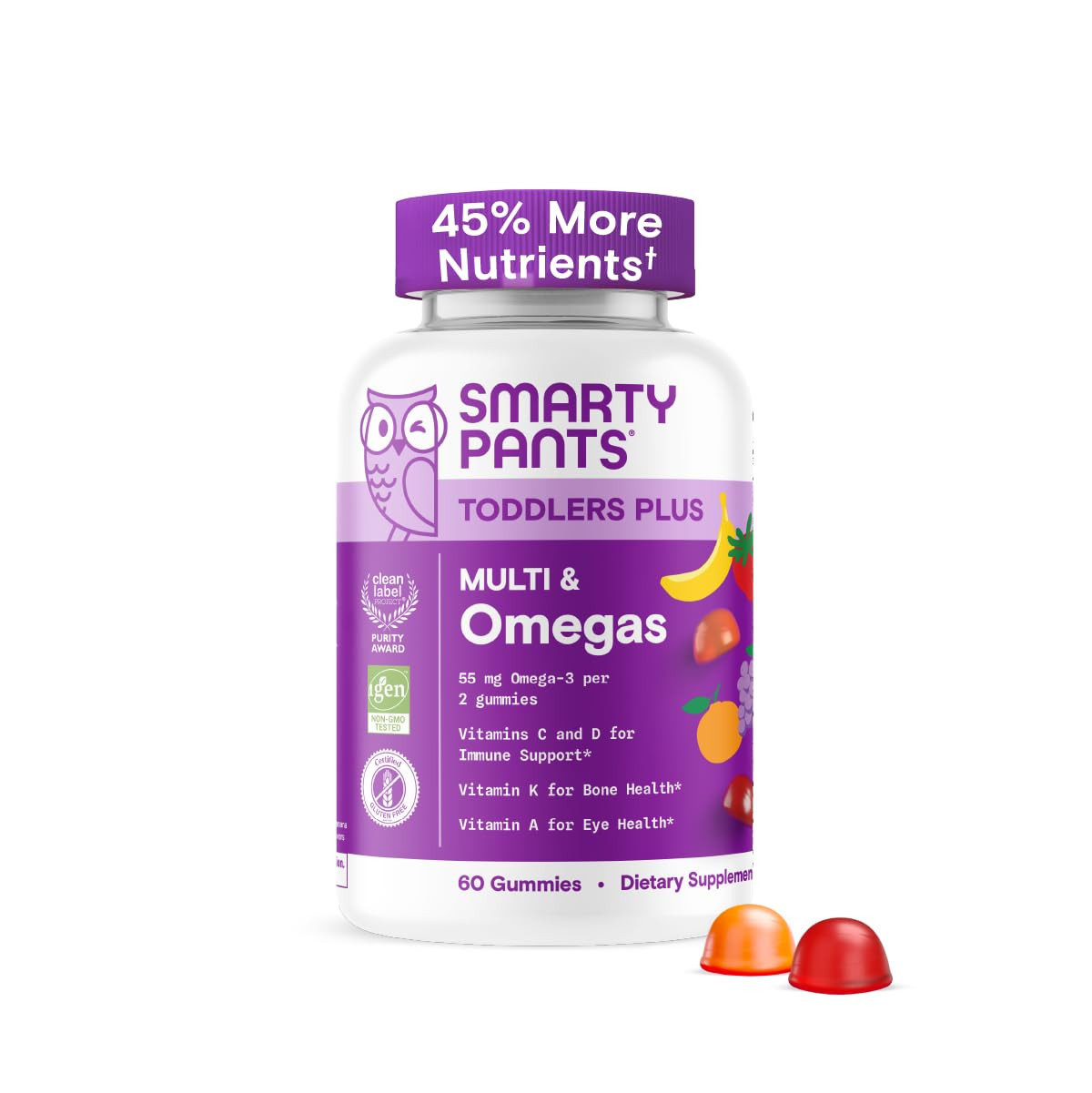 SmartyPants Toddler Multivitamin Gummies - Improved Formula: Omega 3 (DHA/EPA), Vitamins D3, C, V... | Amazon (US)