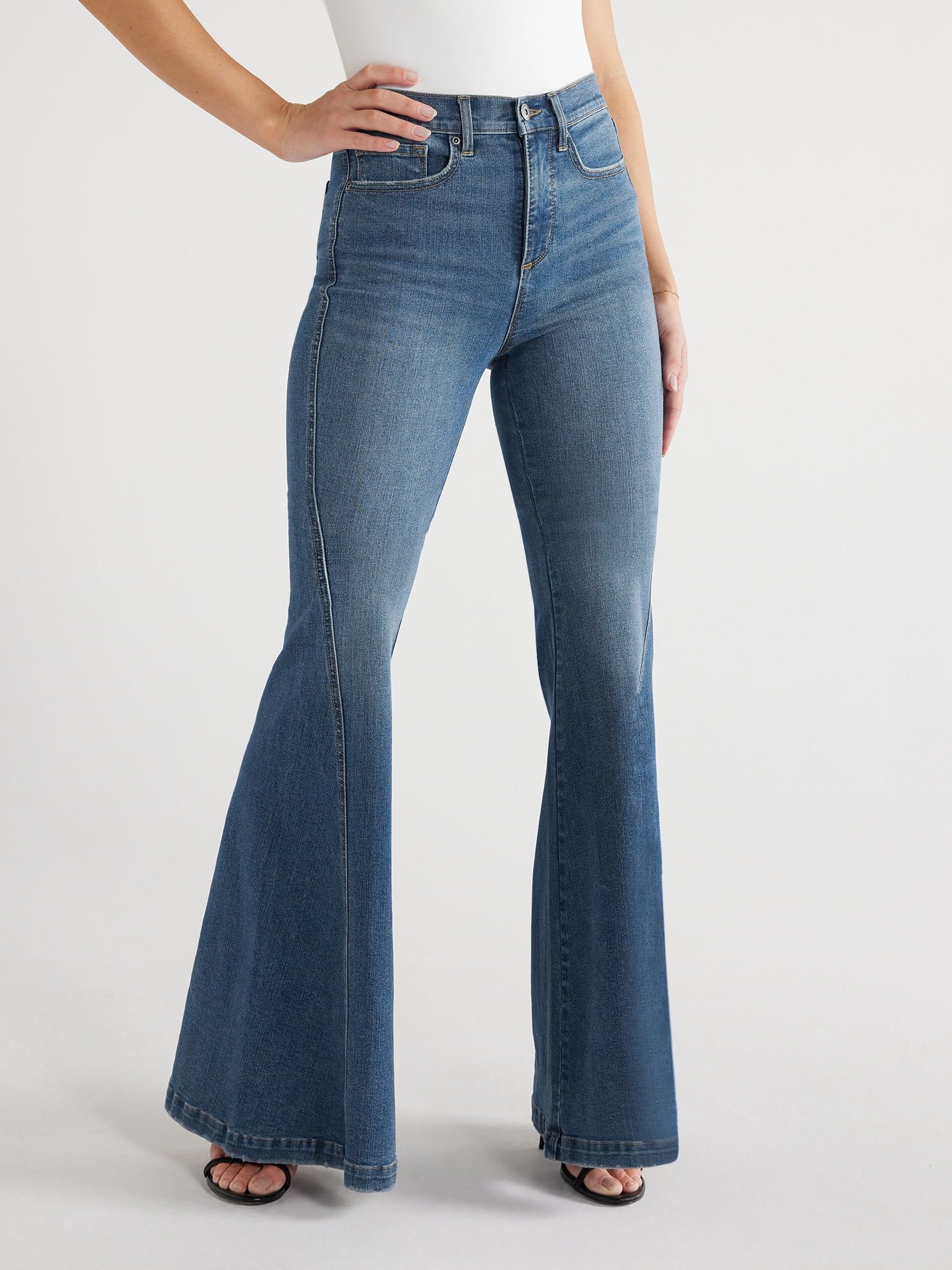 Sofia Jeans Women's Melisa Mega Flare Super High Rise Jeans, 33" Inseam, Sizes 0-20 - Walmart.com | Walmart (US)