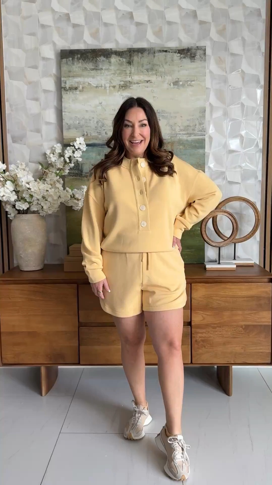 Varley Butter Yellow 2 Piece Set for Summer from anthropologie | Wearing large in top and short - run true to size 

 

#LTKSeasonal #LTKActive #LTKOver40