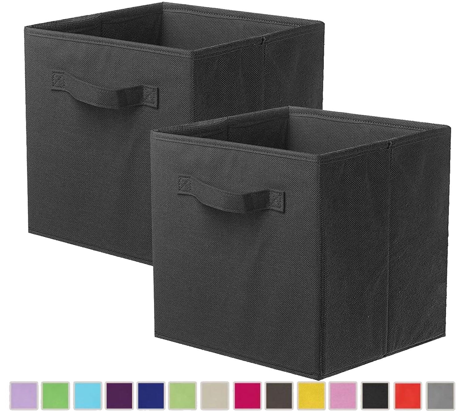 PinkSheep Collapsible Fabric Cube Storage Bins, 11" Cube Organizer Basket Bin, 2 Pack, Black | Walmart (US)