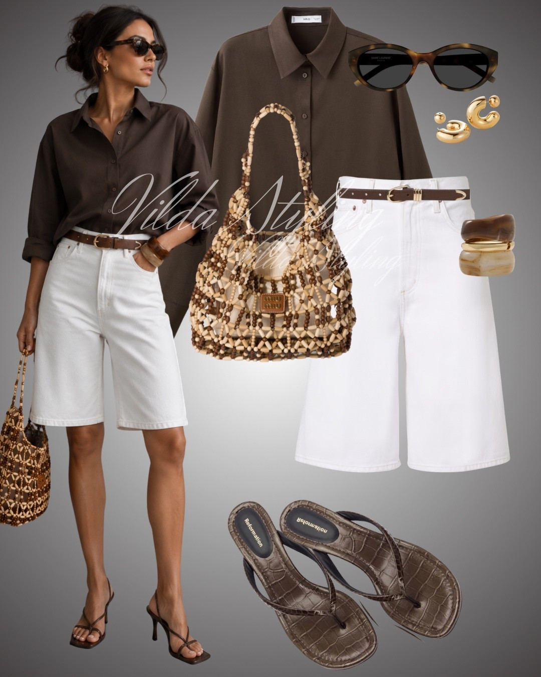 🤎 Chocolate brown + crisp white = a timeless summer combo. Effortlessly polished with the perfect touch of gold accessories. Save this look for your next coffee date or weekend outing. ✨
#LTKStyle #LTKFashion #SummerStyle #CapsuleWardrobe #NeutralStyle #EverydayStyle #BermudaShorts #MinimalStyle #ChicOutfits #EffortlessStyle #FashionInspo #OutfitInspiration #WearItLoveIt #OOTD #VildaStyling

#LTKsummer #LTKjeans #LTKstyletip