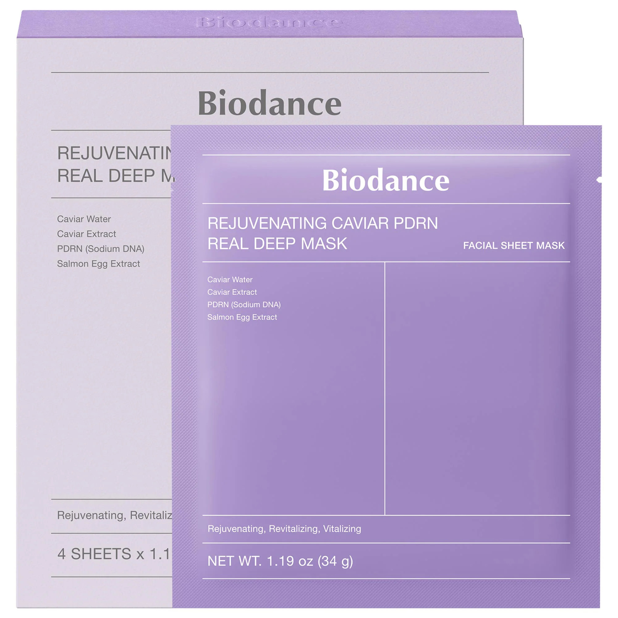 Biodance Rejuvenating Caviar PDRN Real Deep Mask - 4 Pack for Natural Skin Renewal & Firming 1.19 oz/34 g | Sephora (US)