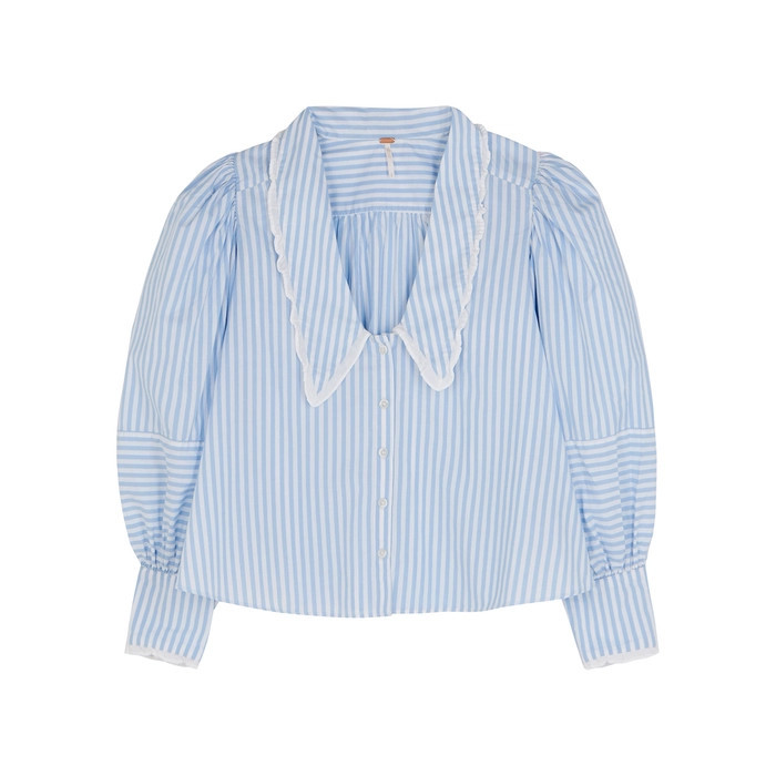 Free People Bexley Blue Striped Cotton Shirt | Harvey Nichols (Global)