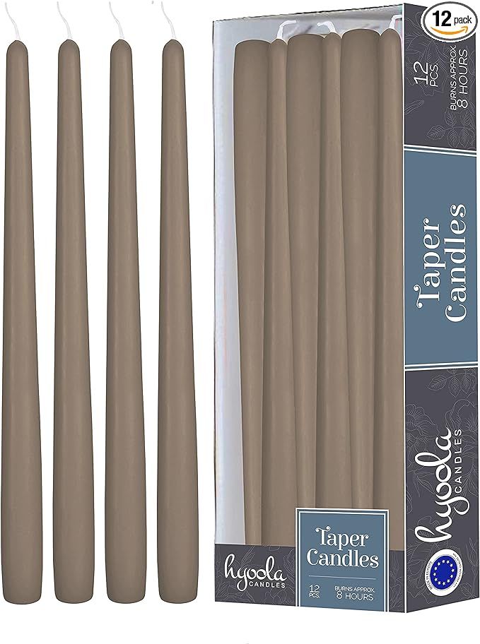 12 Pack Tall Taper Candles - 10 Inch Taupe Gray Dripless, Unscented Dinner Candle - Paraffin Wax ... | Amazon (US)