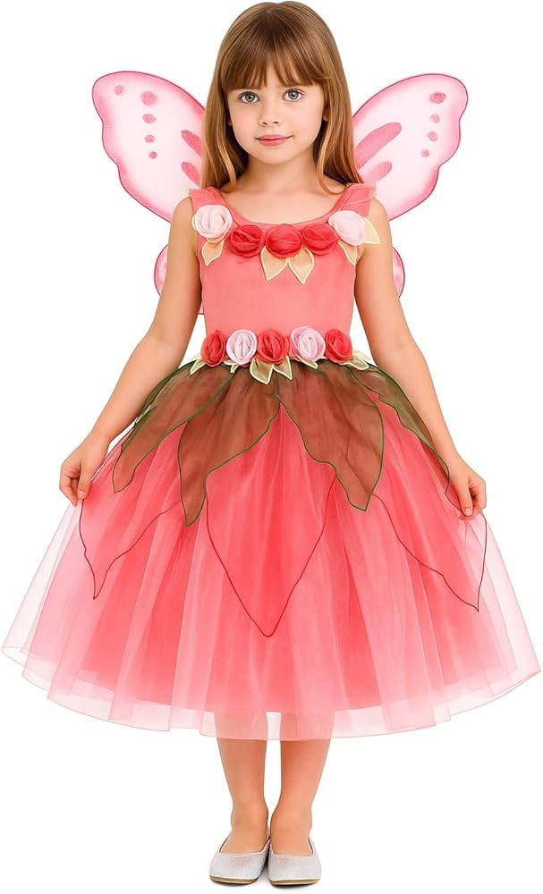 Fairy Costume for Girls Toddler Fairy Elf Dress Up with Wings Halloween Cosplay Outfit | Amazon (US)