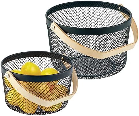 mDesign Set of 2 Bathroom Storage Baskets with Wooden Handle for The Whole Home – Storage Baskets in | Amazon (UK)