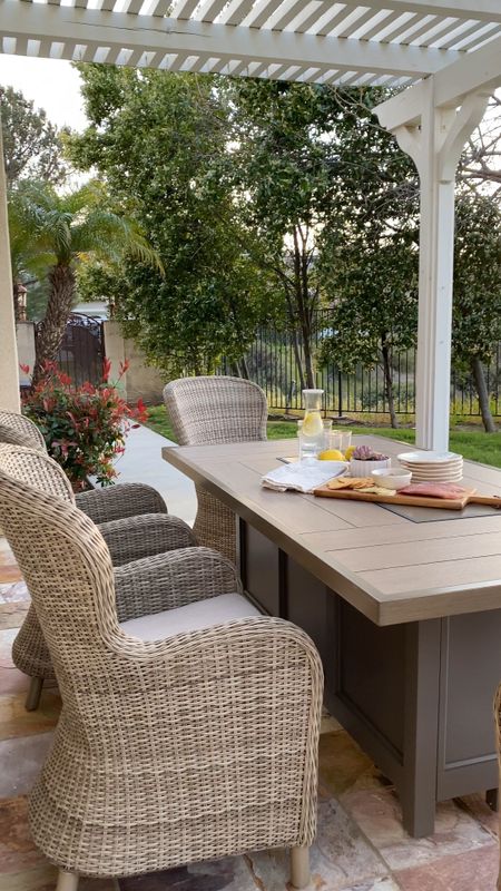 Patio furniture, patio dining table, fire pit, outdoor furniture, spring decor 

#LTKhome #LTKSeasonal #LTKVideo