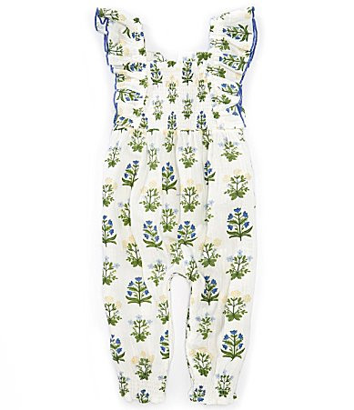Mud Pie Baby Girls 3-12 Months Flutter-Sleeve Printed Gauze Coverall - 6/9 Months | Dillard's