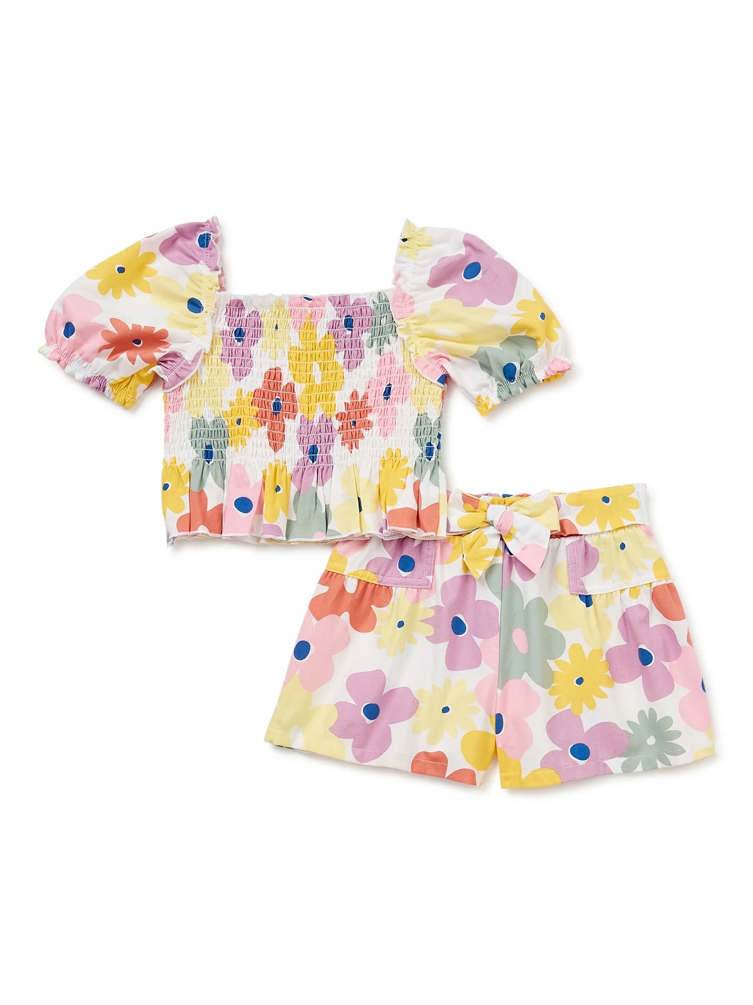 Wonder Nation Baby and Toddler Girls’ Shorts Set, 2-Piece, Sizes 0/3M-5T | Walmart (US)