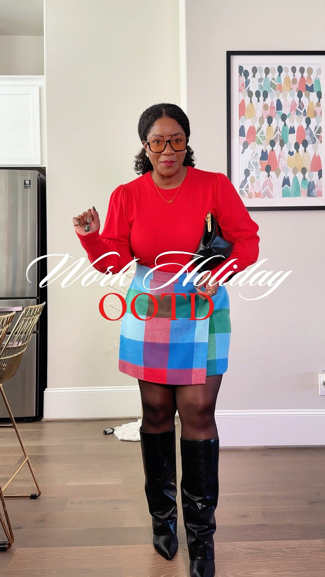 A colorful winter moment for my  work holiday lunch. ❤️ This plaid Walmart skirt is such a fun pop of color (wearing a 12). My sweater is an old Amazon fave so I linked similar options, and the (gifted) Jude Connally jacket adds the perfect polished layer. Boots are wide calf friendly and so chic for the season.

work holiday outfit / office holiday outfit / winter workwear style / plaid skirt outfit / Walmart fashion find / colorful winter outfit / wide calf boots outfit / sleeve friendly sweaters / black knee high boots wide calf / festive work outfit / affordable work outfit ideas

#LTKMidsize #LTKHoliday #LTKootd