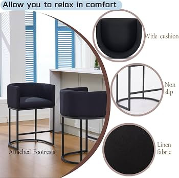 Canxkun Counter Height Bar Stools Set of 2, 25" H Modern Barstools with Backrest, Barrel Counter ... | Amazon (US)