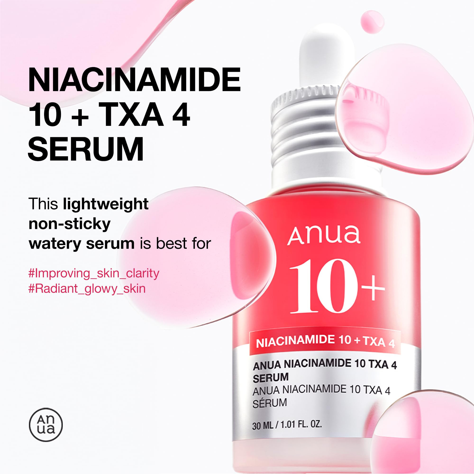ANUA Niacinamide 10 + TXA 4 Serum, Hyaluronic Acid, Tranexamic acid, Facial Serum for Glass Skin,... | Amazon (US)