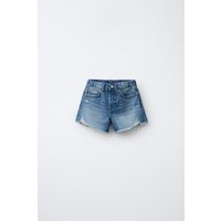 Zara - Ripped Denim Shorts - Kids - Blue - Kids | Zara US