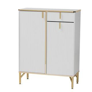 Lilac White and Gold Shoe Storage Cabinet | The Home Depot