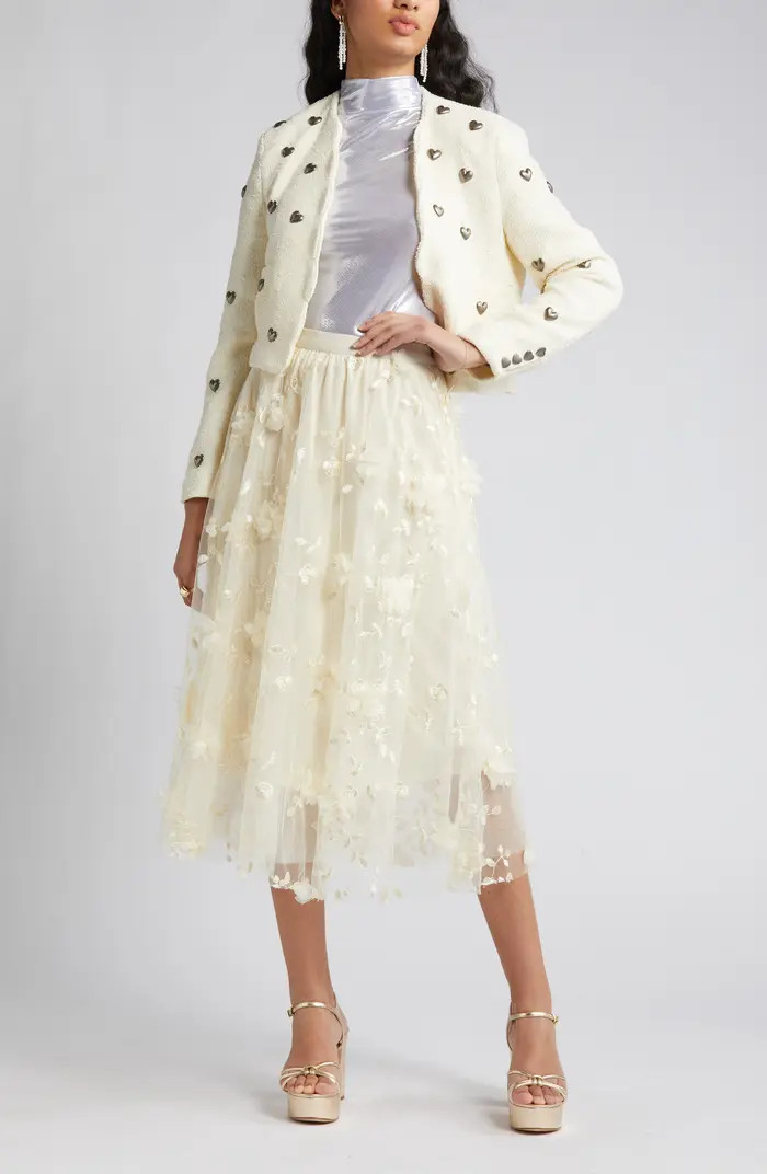 Audra Floral Appliqué Chiffon Maxi Skirt | Nordstrom