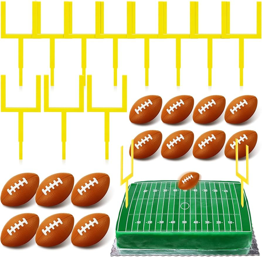 9 Pcs Football Cake Decorations 6 Pcs Cake Goal Post Topper Field Goal Post Football Cupcake Topp... | Amazon (US)