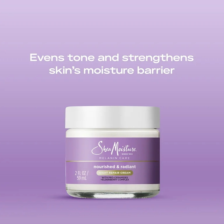 SheaMoisture Melanin Care Night Repair Cream with Pro-Ceramides + Elderberry Complex All Skin, 2 ... | Walmart (US)