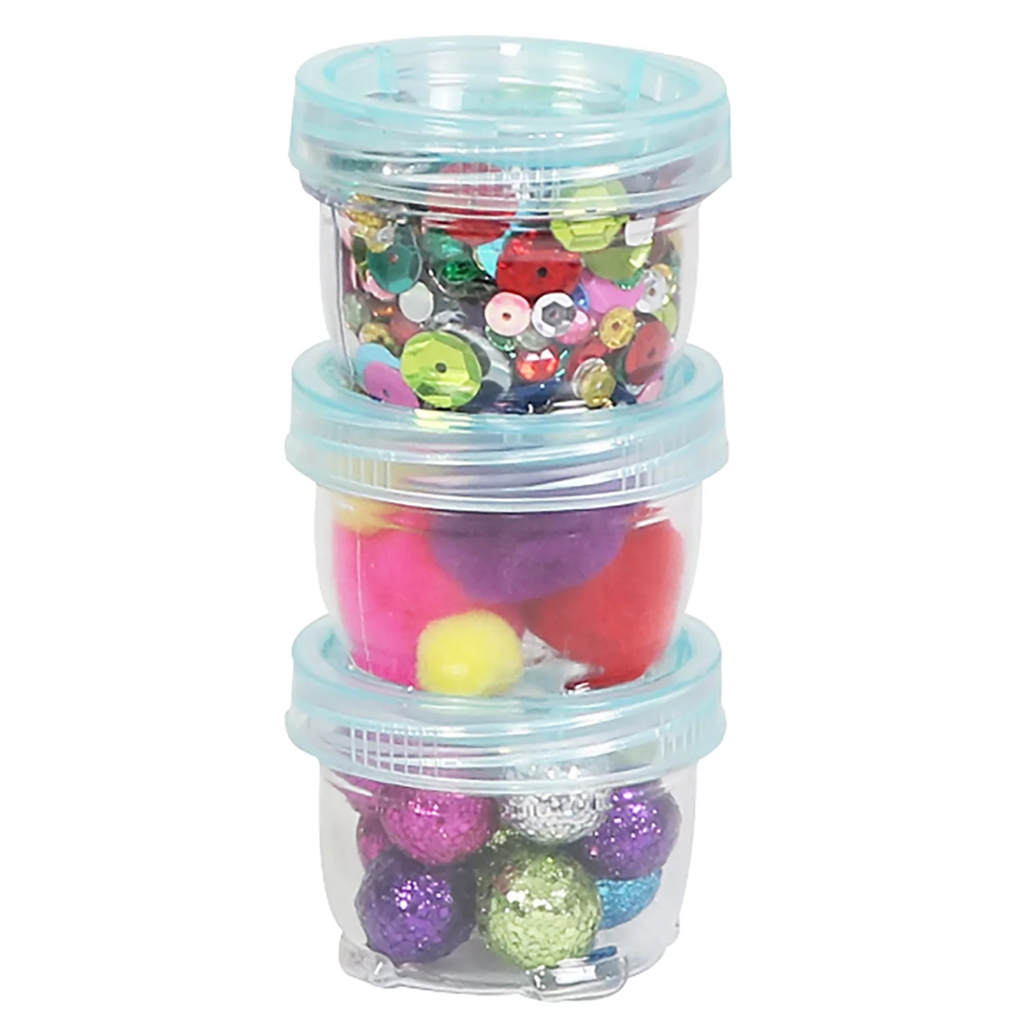 Everything Mary Round Stackable Crafting Containers, 3 Piece Plastic Clear Set | Walmart (US)