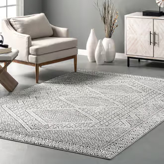 Rugs USA Light Gray Primavera Tribal Mosaic rug - Geometric Rectangle 6' 7"" x 9' | Rugs USA