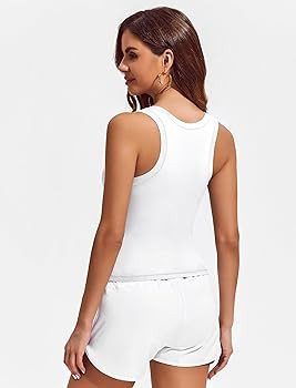 PINSPARK Workout Tops for Women Double Lined Athletic Shirts Scoop Neck Racerback Gym Tanks Sleev... | Amazon (US)