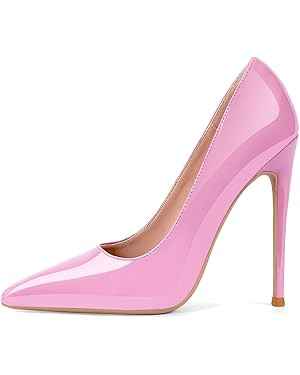 GENSHUO Women's 4.7 Inch Pumps Pointy Closed Toe Stiletto Sexy High Heels Slip on Porm Party Wedd... | Amazon (US)