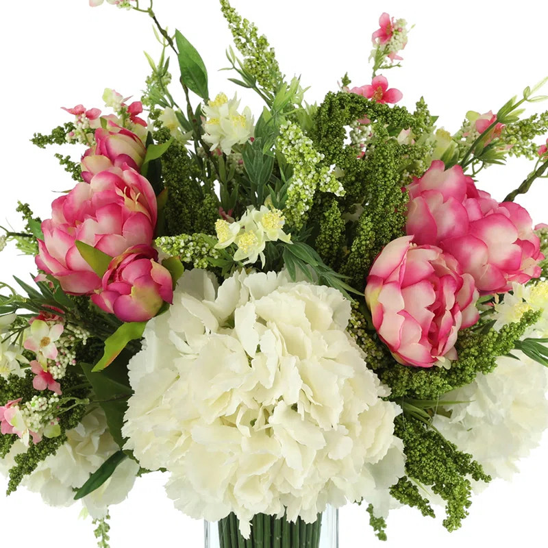 Primrue Faux Magnolia and Hydrangea Arrangement in Vase & Reviews | Wayfair | Wayfair North America