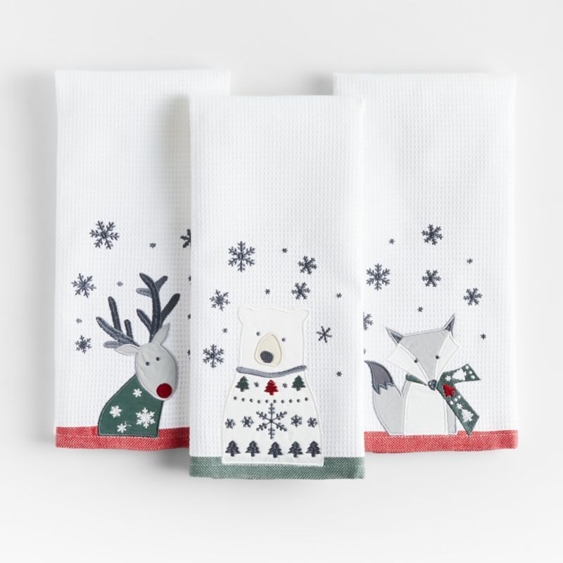 Winter Friends Christmas Kitchen Dish Towels, Set of 3 by Joan Anderson + Reviews | Crate & Barre... | Crate & Barrel