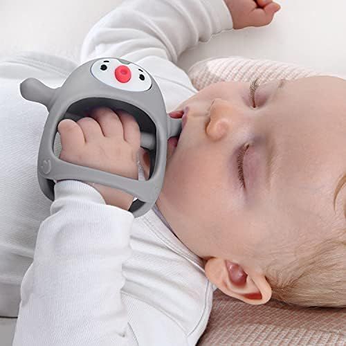 Amazon.com : Smily Mia Penguin Buddy Never Drop Silicone Baby Teething Toy for 0-6month Infants, ... | Amazon (US)
