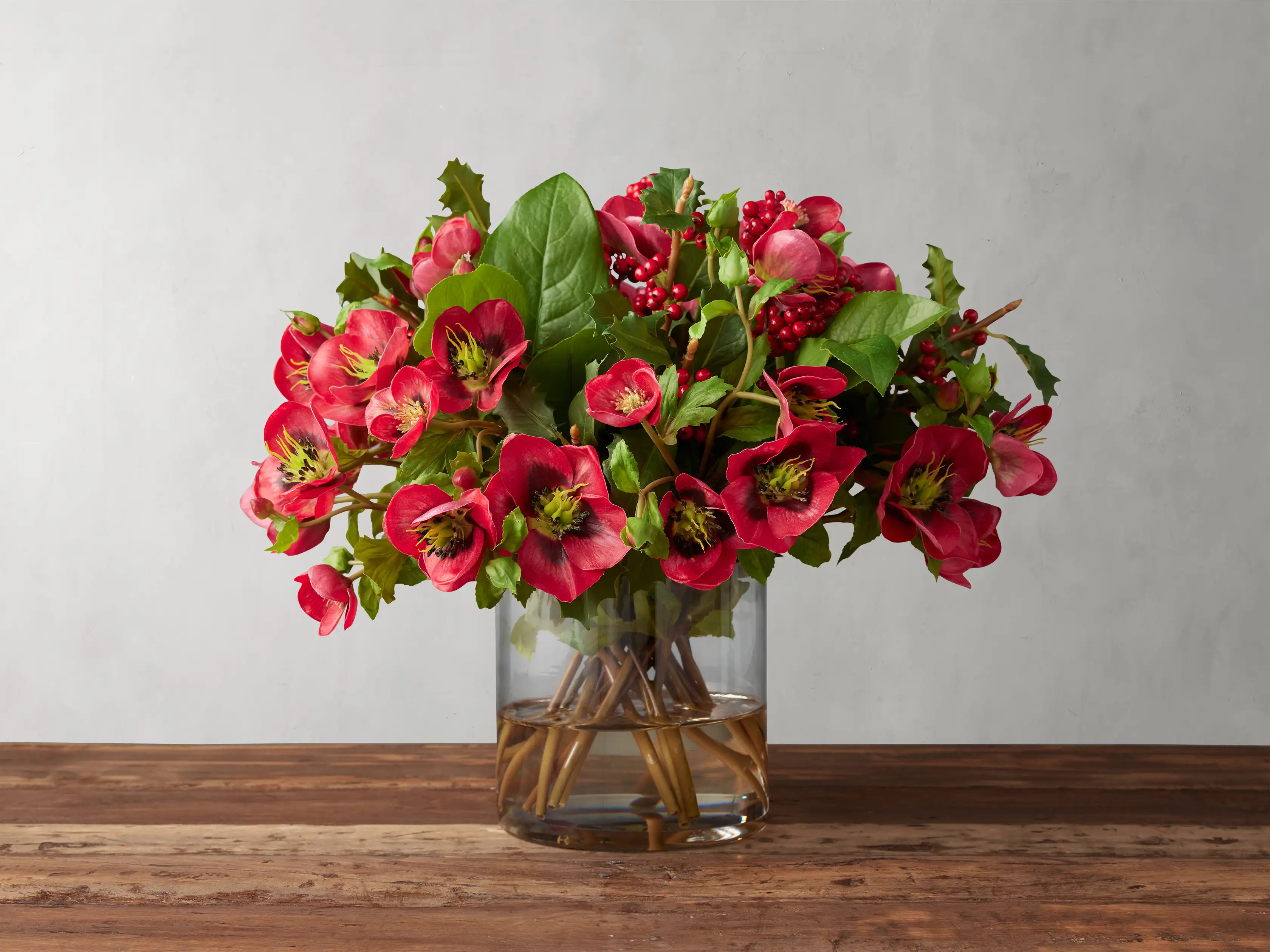 Faux Hellebores Roses in Vase | Arhaus