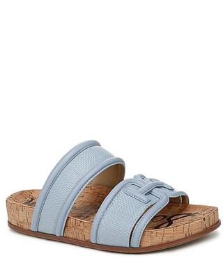 Rowan Leather and Woven Cork Raffia Slide Sandals | Dillard's