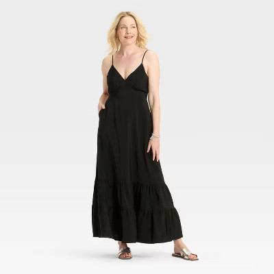 Women's Open Back Maxi Dress - A New Day™ Black S | Target