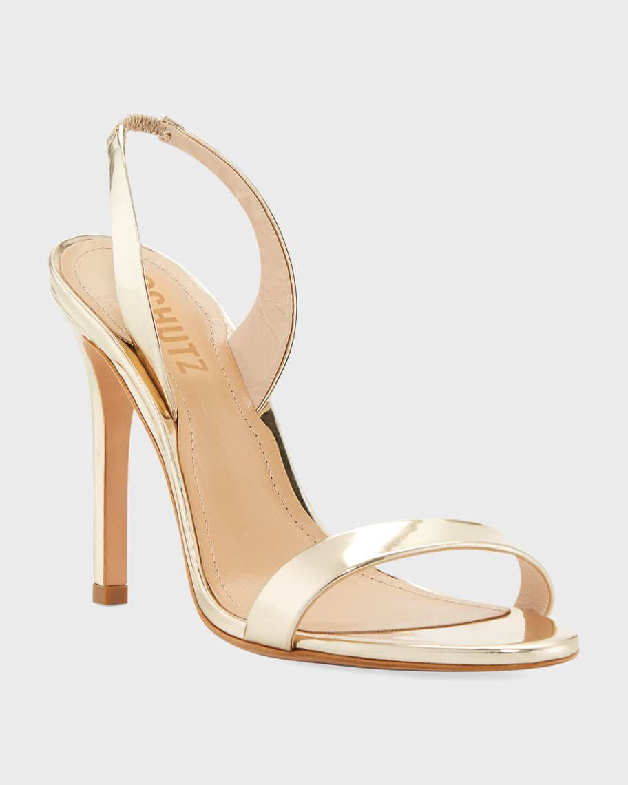 Luriane Metallic Leather Slingback High-Heel Sandals | Neiman Marcus