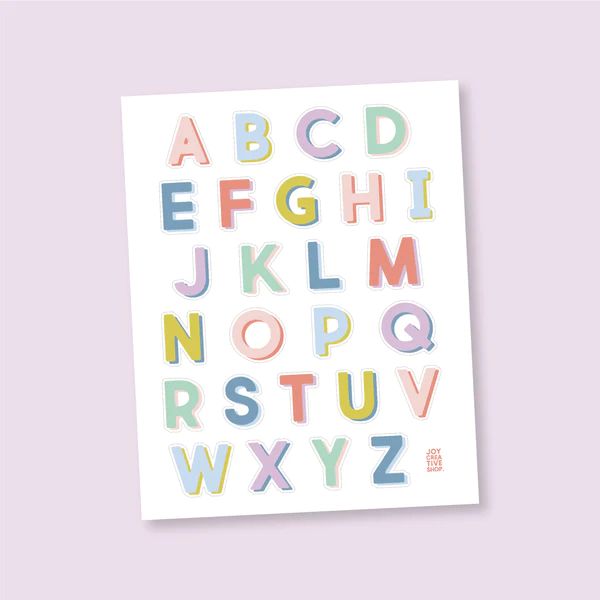 Pastel Vinyl Alphabet Stickers - A thru Z | Joy Creative Shop