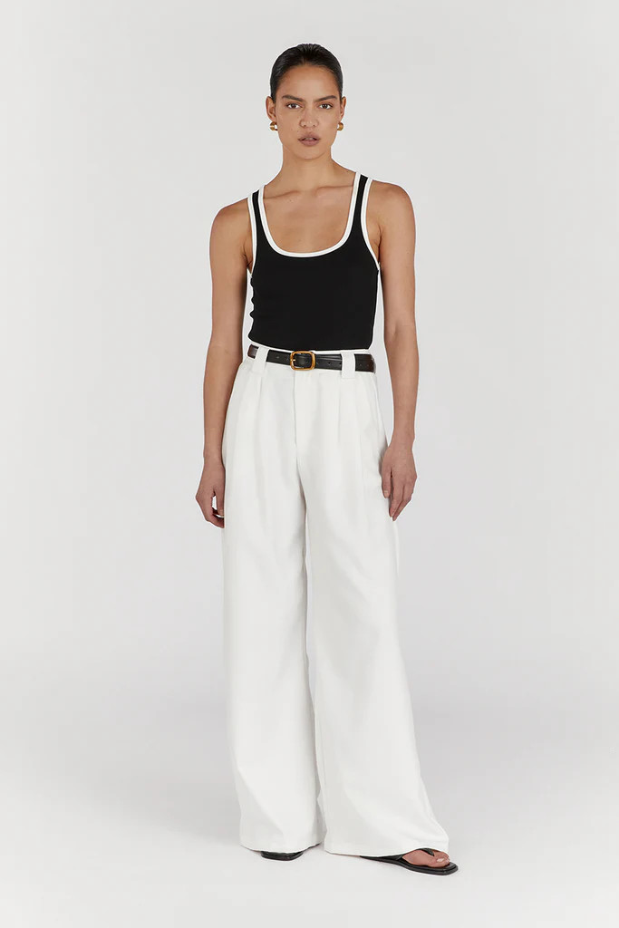 HARLEY WHITE WIDE LEG PANT | DISSH