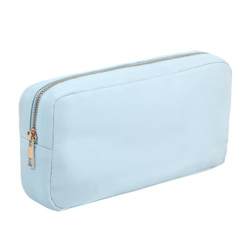 YogoRun Travel Makeup Bag Small Toiletry Bag Organizer for Women Cute Zipper Pouch for Purse Slim Water-resistant Nylon Cosmetic Pouch with Four Pockets (M,Light Blue) | Amazon (US)