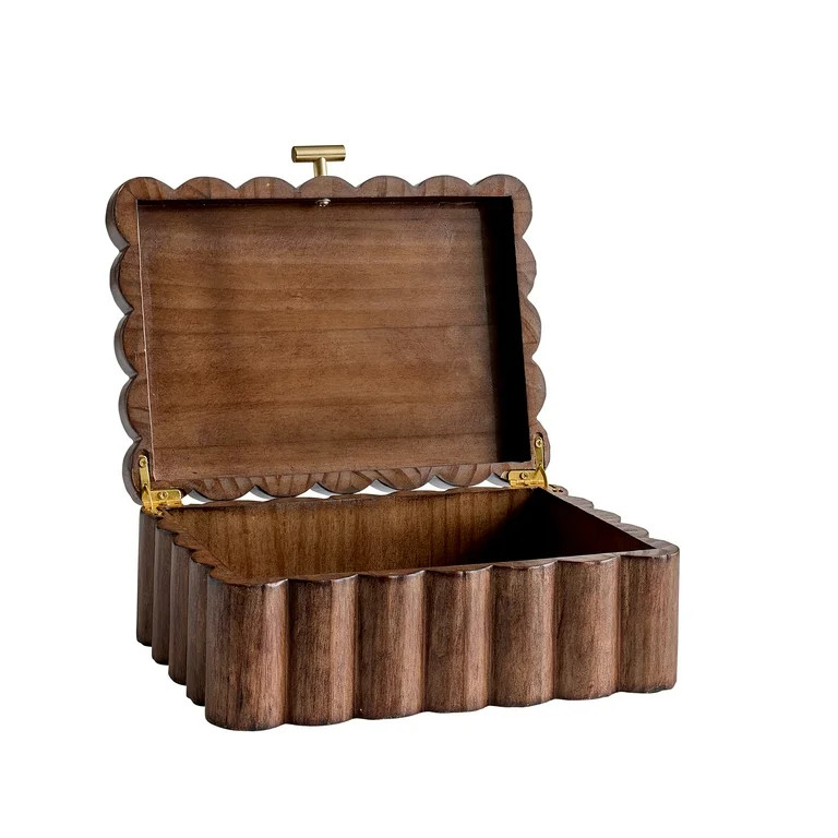 Better Homes & Gardens Scalloped Wooden Jewelry Box, Trinket Organizer with Lid, Decorative Stora... | Walmart (US)
