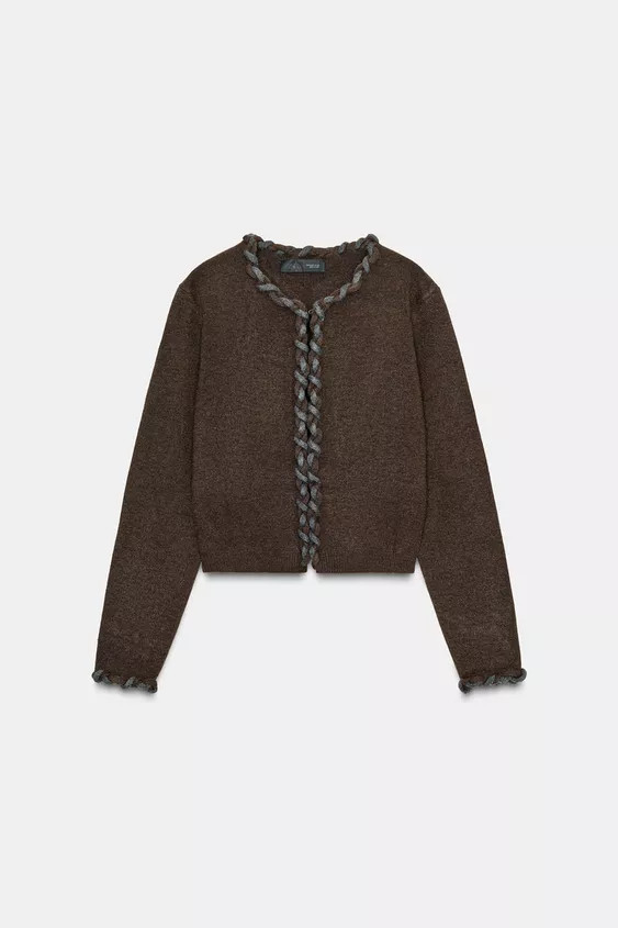 INTERWOVEN TRIM CARDIGAN | Zara US