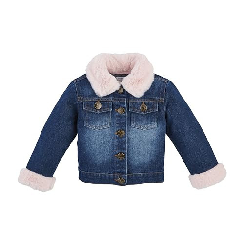 Mud Pie Girls Children Denim Jacket W Pink Fur | Amazon (US)