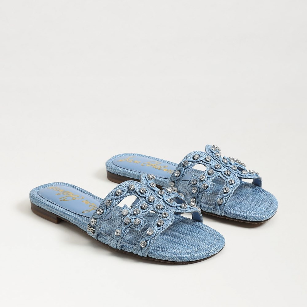 Sam Edelman Bay Jewel Slide Sandal Light Blue Denim 9.5 | Sam Edelman CA