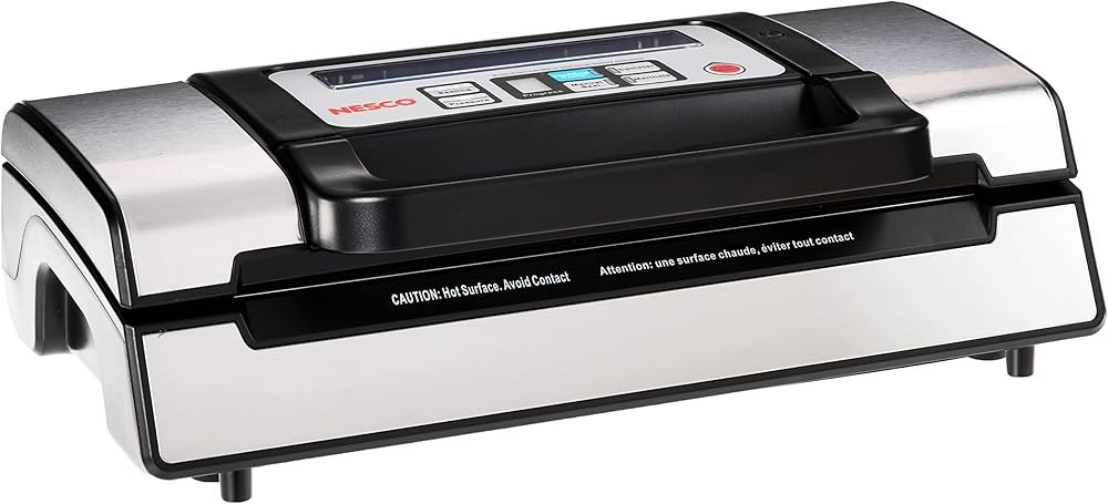 Nesco Deluxe Food VS-12 Vacuum Sealer, 130 Watts, Kit Bags & Viewing Lid, Compact, Silver | Amazon (US)