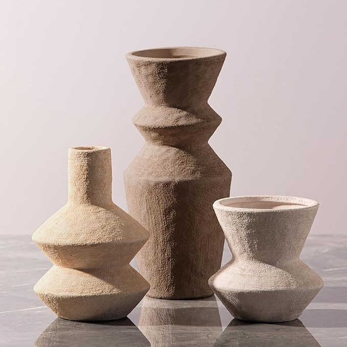 Ceramic Vase Home Table Decor - Flower Vase Set of 3 Living Room Kitchen Decorations Farmhouse Mo... | Amazon (US)