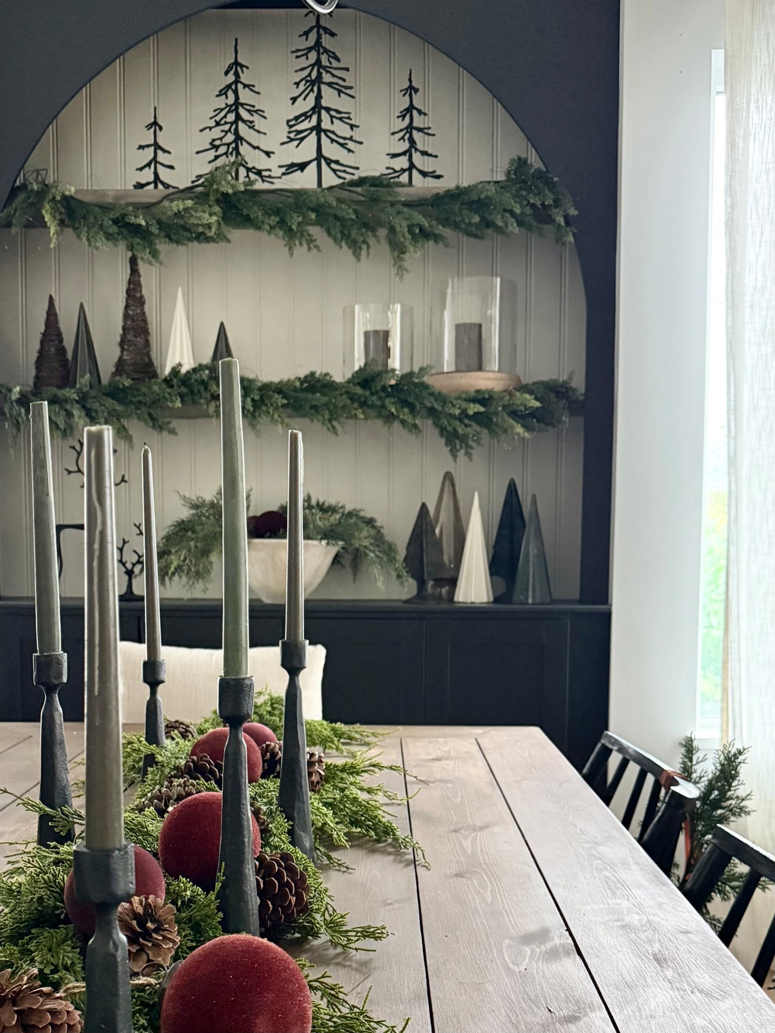 Holiday shelf styling.. moody organic 
Classic Christmas inspiration🤎
Dining room 

#LTKHome #LTKSeasonal #LTKHoliday