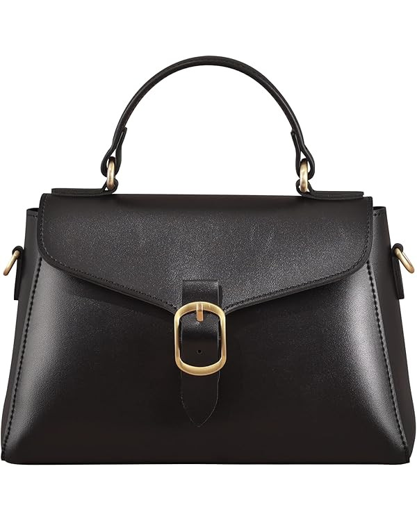 Vintage Vegan Leather Flap Top Handle Bag For Women Retro Satchel Casual Purse Simple Shoulder Cl... | Amazon (US)