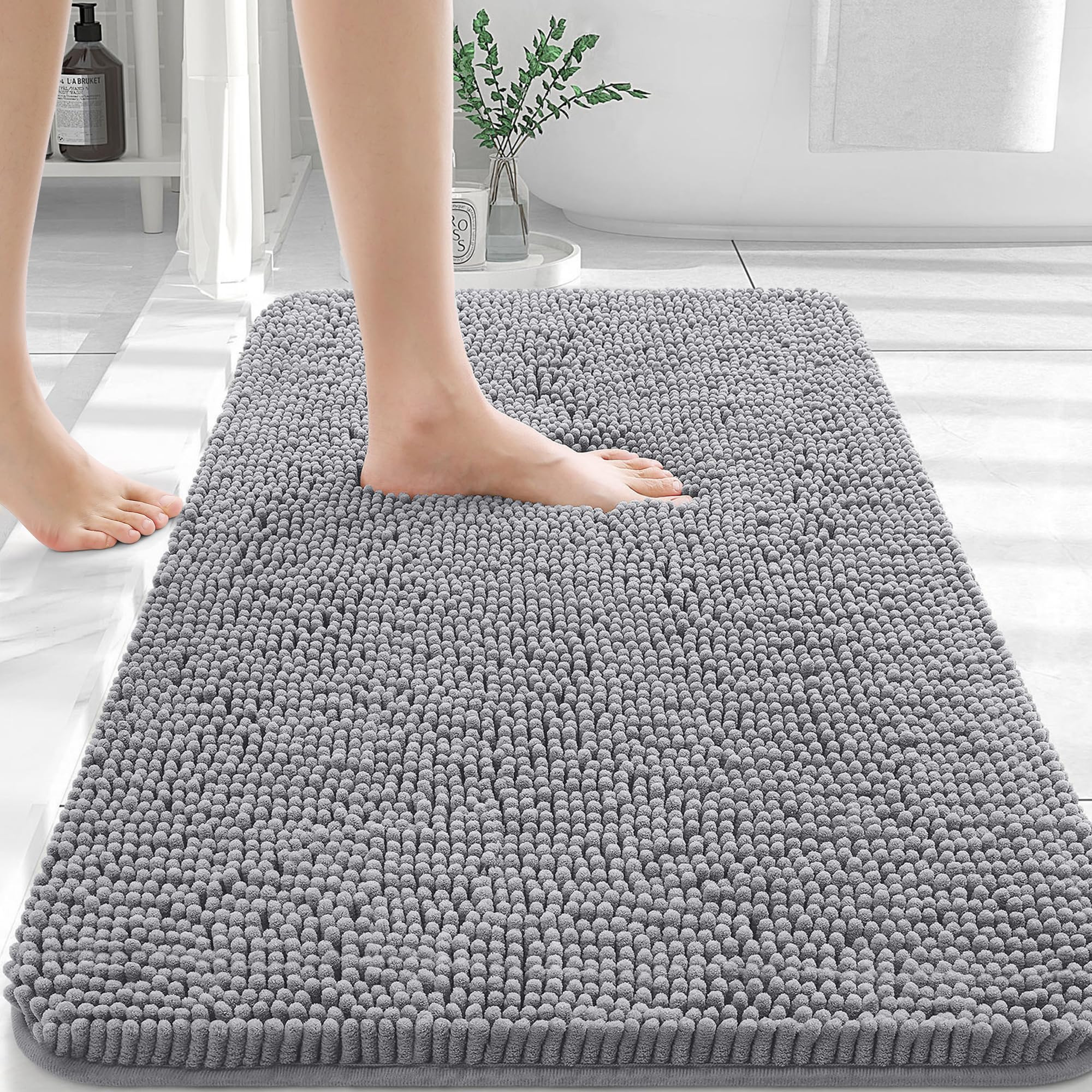 OLANLY Bathroom Rugs 30x20, Extra Soft Absorbent Chenille Bath Rugs, Rubber Backing Quick Dry, Ma... | Amazon (US)