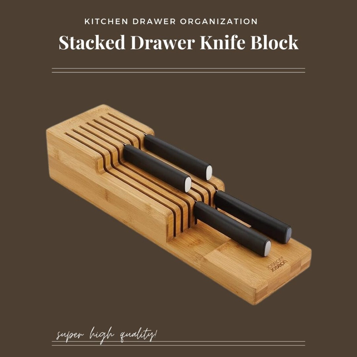 Bamboo knife block, drawer organizer, knife organizer