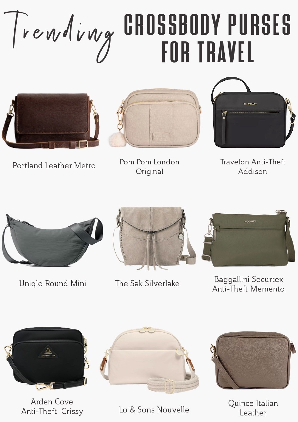 The right crossbody purse keeps you hands-free and your essentials close and secure.  👛🙌Whether you’re after anti-theft features, a lightweight and packable design, or something that mixes both fashion with function, we’ve got you covered. 😍 Here are the best crossbody purses for travel! 🛫🌍

Travel Purse Women | Crossbody Purse | Purses For Europe | Womens Bag Fashion | Crossbody Shoulder Bag | Travel Bags For Women  | Travel Fashion | Stylish Travel

#LTKTravel