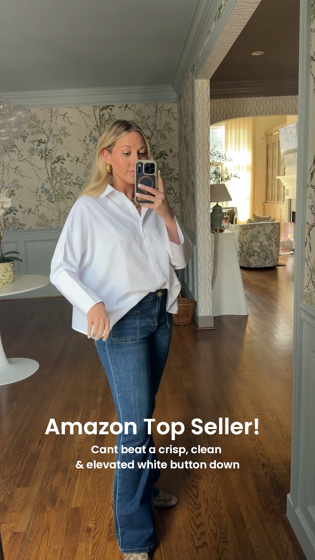 This $35 white button down  from Amazon has quickly become a weekly wardrobe staple for me. Also, a great travel essential because it barely wrinkles!! Classic style, and can’t go wrong with a white button down shirt. I love the elevated sleeve detail and fit. Wearing Medium 