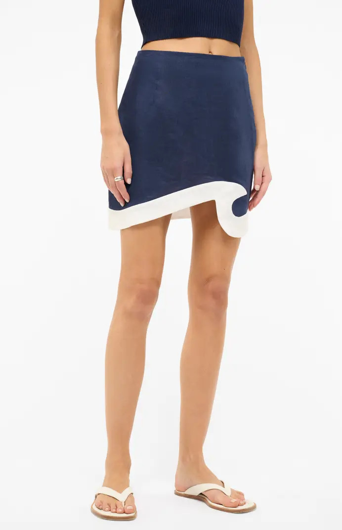 Leandro Trim Asymmetric Linen Miniskirt | Nordstrom