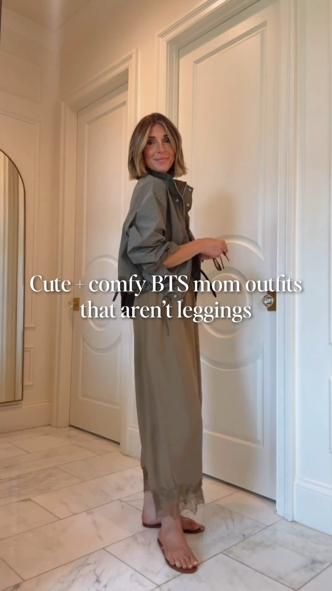 Cute & comfy back to school mom outfits that aren't leggings.
I'm 5'7 wearing size small in tops, XS in pants, size 4 in Ruti — I sized up.

#LTKfall #LTKstyletip